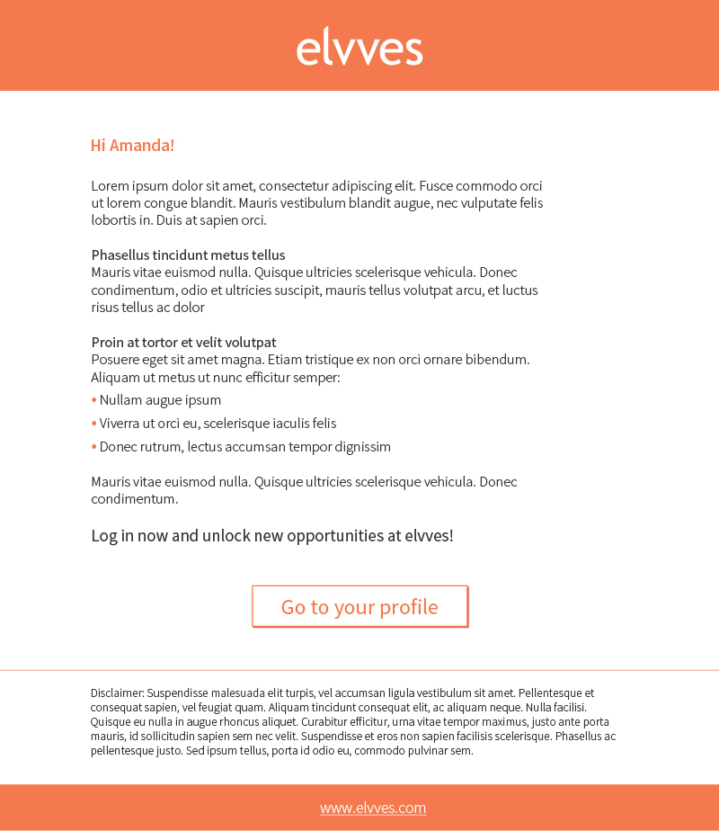 Elvves corporate branding email