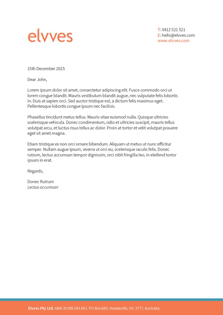Elvves corporate branding letterhead