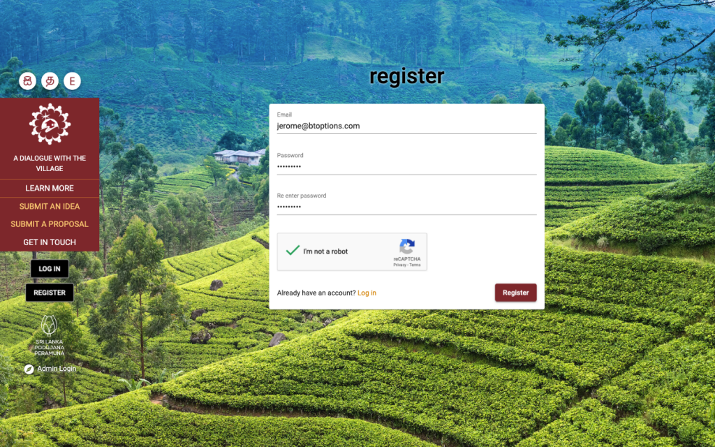 Register page