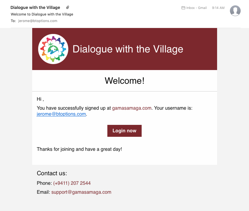 Welcome email