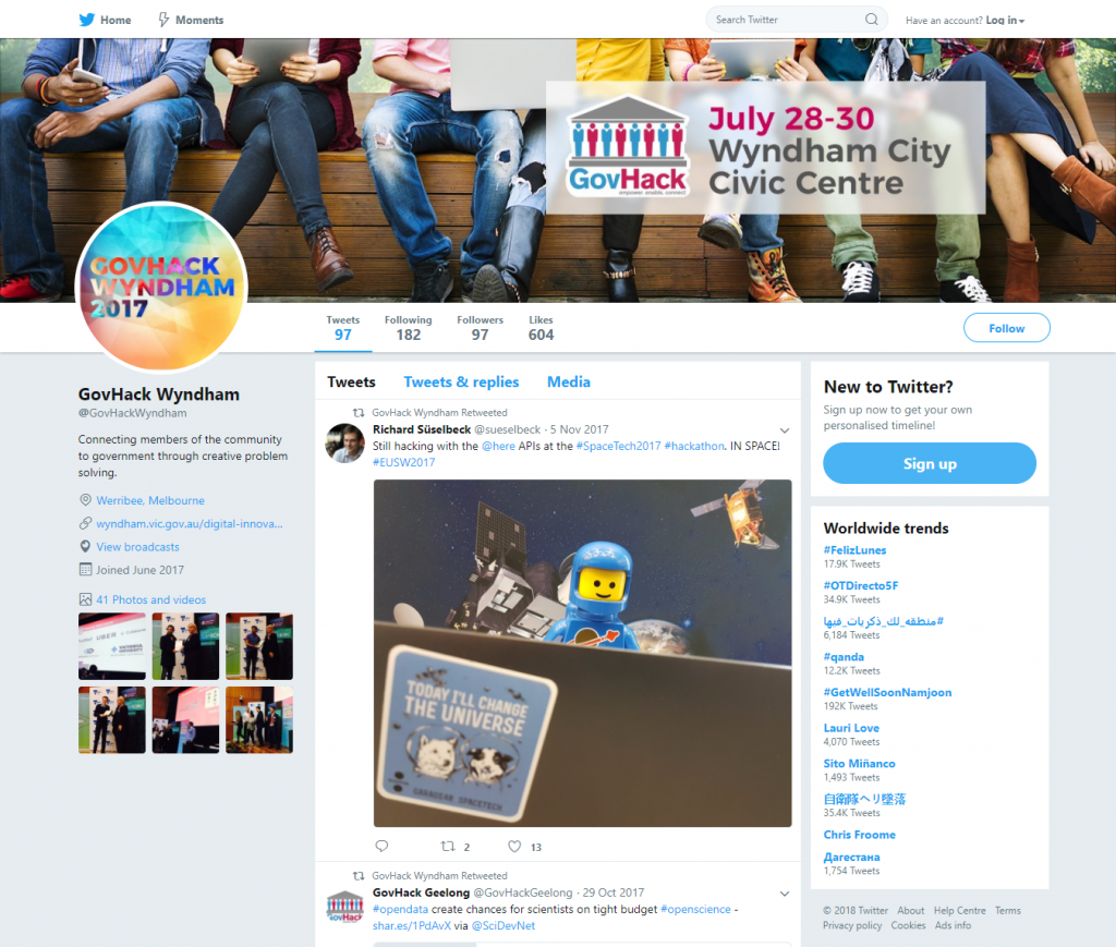 GovHack Wyndham 2017 branding design Twitter account branding