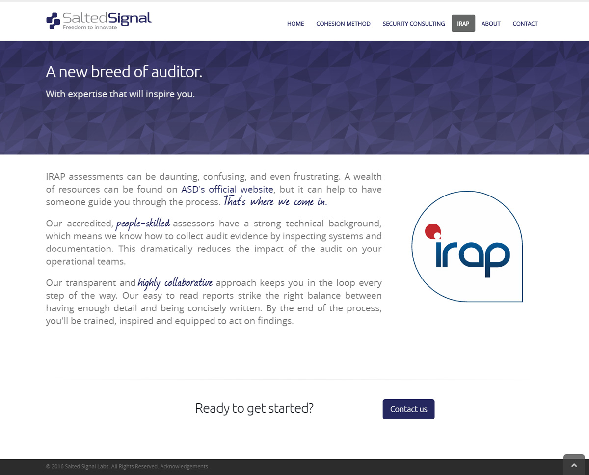 Salted Signal web design and development home page